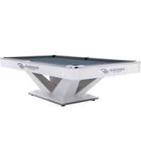 Billiard Table, Pool, Rasson Victory II Plus, White, 9 ft., Simonis 760 blue green