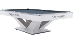 Бильярдный стол Rasson Victory II Plus, Pool, белый, 9 ft, Simonis 760 сине-зелёный