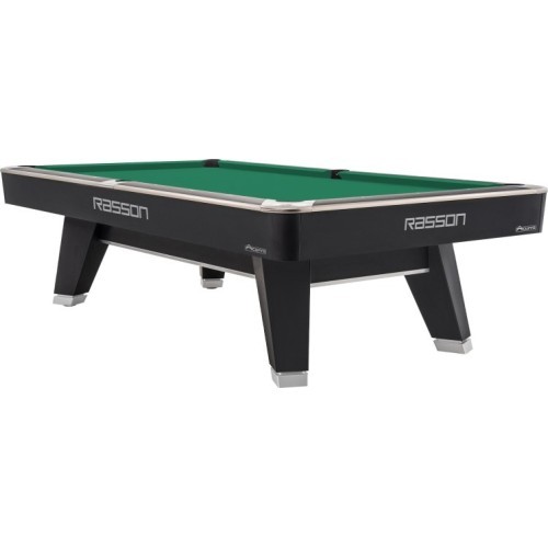 Biliardo stalas Pool Rasson ACURRA Mr-Sung, 9 ft, matinė juoda (Strong Black), MATCHROOM kišenės, Simonis 760 geltonai žalias