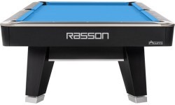 Бильярдный стол Pool Rasson ACURRA Mr-Sung, 9 ft, матово-чёрный (Strong Black), лузы MATCHROOM, Simonis 760 жёлто-зелёный