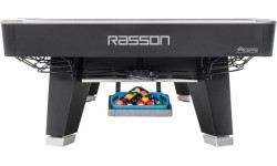 Biliardo stalas Pool Rasson ACURRA Mr-Sung, 9 ft, matinė juoda (Strong Black), MATCHROOM kišenės, Simonis 760 geltonai žalias