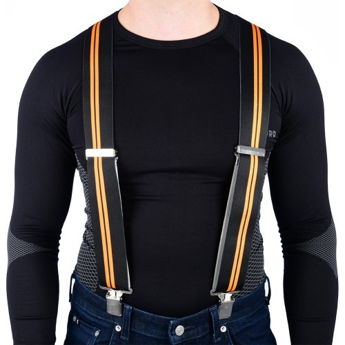 Suspenders Oxford Riggers - Cruiser, Black with Orange Stripes