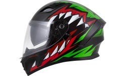 Motociklo šalmas Cassida Orbit StriX raudonas/žalias/pilkas/baltas/juodas