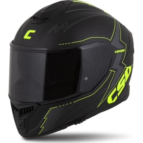 Motociklo šalmas Cassida Integral GT 2.1 Flash matinė juoda / fluorescencinė geltona / tamsiai pilka