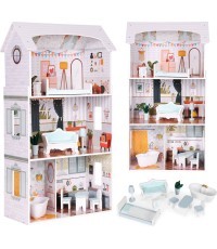 Alice doll house 3 floors 4 rooms set of 9 furniture ECOTOYS