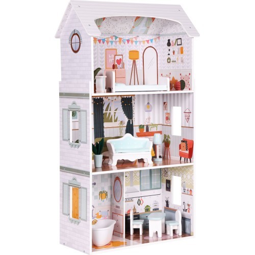 Alice doll house 3 floors 4 rooms set of 9 furniture ECOTOYS
