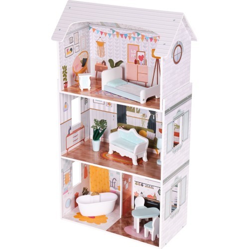Alice doll house 3 floors 4 rooms set of 9 furniture ECOTOYS