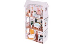 Кукольный домик Alice ECOTOYS, 3 этажа, 4 комнаты, набор из 9 предметов мебели
