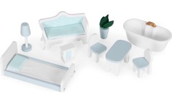 Кукольный домик Alice ECOTOYS, 3 этажа, 4 комнаты, набор из 9 предметов мебели
