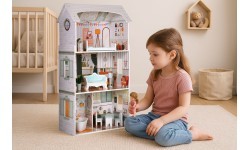 Alice doll house 3 floors 4 rooms set of 9 furniture ECOTOYS