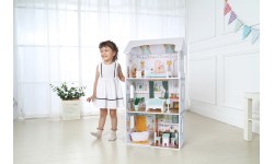 Lėlių namas Alice ECOTOYS, 3 aukštai, 4 kambariai, 9 baldų komplektas