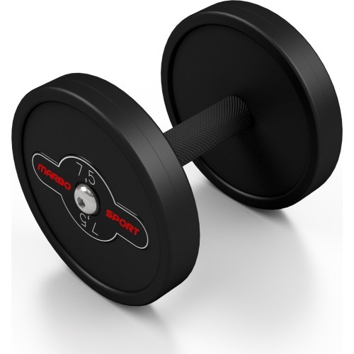 Rubber-coated dumbbell Marbo - 7,5 kg, black