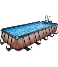 Каркасный бассейн EXIT Wood 540x250x100 см с фильтр-насосом, коричневый