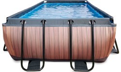 Каркасный бассейн EXIT Wood 540x250x100 см с фильтр-насосом, коричневый