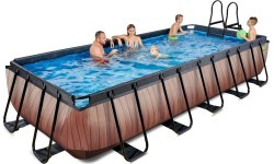 Каркасный бассейн EXIT Wood 540x250x100 см с фильтр-насосом, коричневый