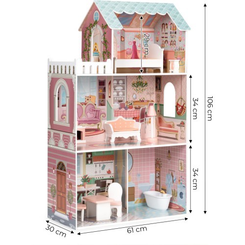 Большой кукольный дом Barbie с набором мебели ECOTOYS