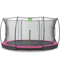Įleidžiamas batutas EXIT Silhouette ø427 cm su apsauginiu tinklu, rožinis