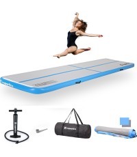 Inflatable Exercise Mat inSPORTline Airstunt 400 x 100 x 10 cm White w/ Hand Pump