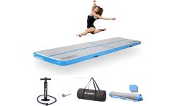 Pripučiamas gimnastikos kilimėlis inSPORTline Airstunt 400 x 100 x 10 cm, baltas, su rankiniu pompa