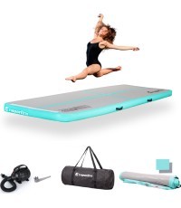 Pripučiamas gimnastikos kilimėlis inSPORTline Airstunt 300 x 100 x 10 cm, baltas, su elektriniu siurbliu