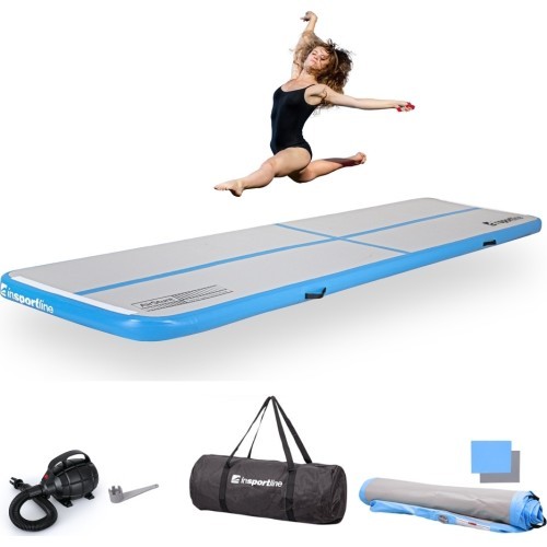 Pripučiamas gimnastikos kilimėlis inSPORTline Airstunt 400 x 100 x 10 cm, baltas, su elektrine pompa