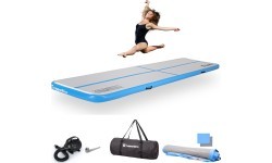 Pripučiamas gimnastikos kilimėlis inSPORTline Airstunt 400 x 100 x 10 cm, baltas, su elektrine pompa