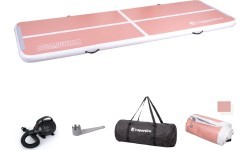 Pripučiamas gimnastikos kilimėlis inSPORTline Airstunt 400 x 100 x 10 cm koralų rožinis su elektriniu siurbliu