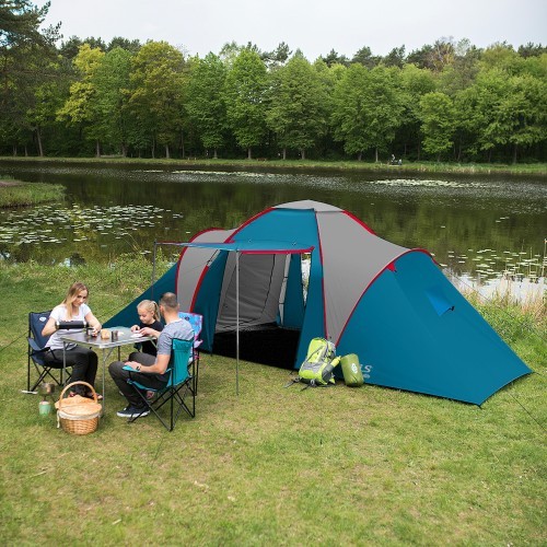 Кемпинговая палатка NC6431 синяя и светло-серая Highland IV Nils Camp