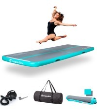Pripučiamas mankštos kilimėlis inSPORTline Airstunt 300 x 100 x 10 cm pilkos spalvos su elektrine pompa