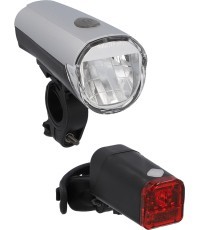 Žibintų komplektas Fischer LED // 30/15 Lux, su baterijomis