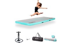Pripučiamas gimnastikos kilimėlis inSPORTline Airstunt 300 x 100 x 10 cm, baltas, su rankiniu pompu
