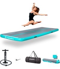 Pripučiamas gimnastikos kilimėlis inSPORTline Airstunt 300 x 100 x 10 cm pilkas su rankiniu pompu