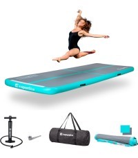 Pripučiamas gimnastikos kilimėlis inSPORTline Airstunt 400 x 100 x 10 cm pilkas su rankine pompa