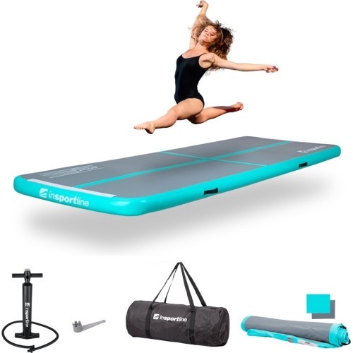 Pripučiamas gimnastikos kilimėlis inSPORTline Airstunt 400 x 100 x 10 cm pilkas su rankine pompa