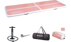 Inflatable Exercise Mat inSPORTline Airstunt 400 x 100 x 10 cm Coral Pink w/ Hand Pump