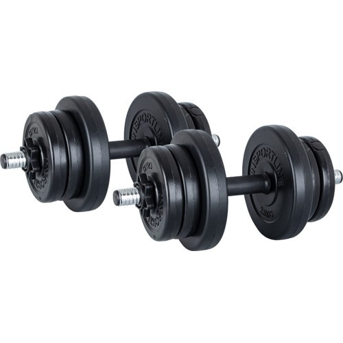 Interchangeable weight cement dumbbell set inSPORTline 2x10kg