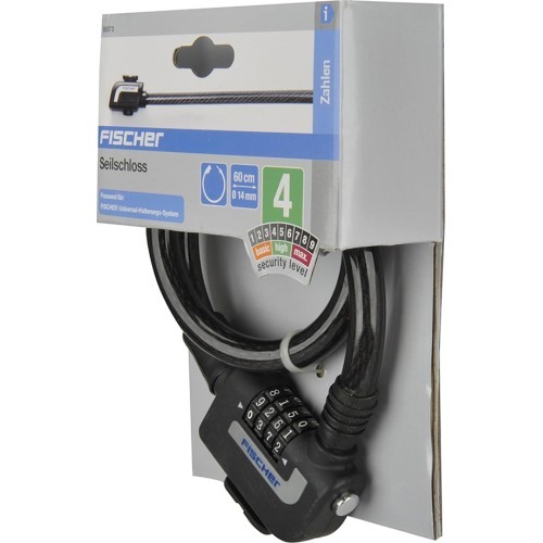Fischer bike lock, cable, combination, 14 x 600 mm