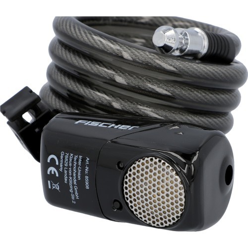 Fischer Alarm Bike Lock // with 110 dB alarm, cable, keyed, 12 x 1200 mm