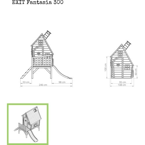 Medinis žaidimų namelis EXIT Fantasia 300, žalias