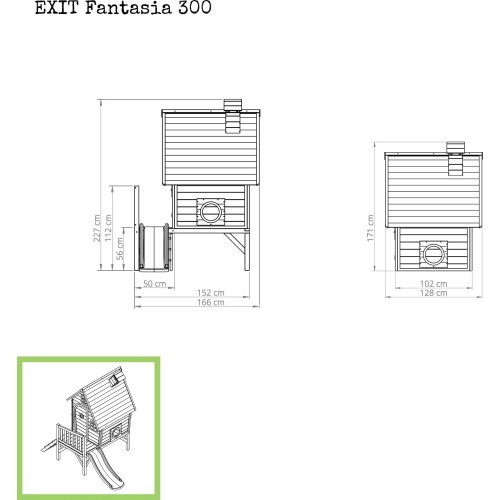 Деревянный игровой домик EXIT Fantasia 300, зелёный