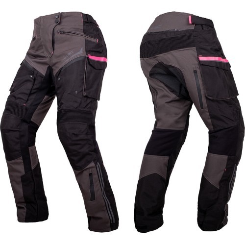 Moteriškos motociklininkų kelnės W-TEC Barbata - Juoda-pilka-rožinė