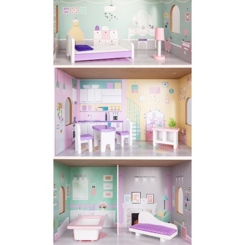 Medinis lėlių namelis Ecotoys Blueberry Residence