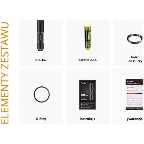 LED žibintuvėlis Fenix E01 V2.0, juodas