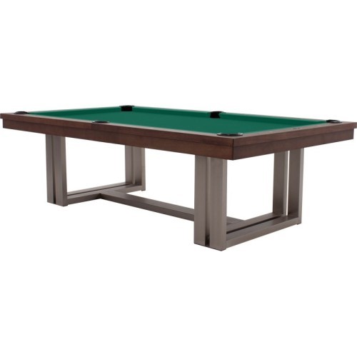 Pool Table / Dining Table, Rasson Trillium, 8 ft., Walnut, Standard Cloth yellow green