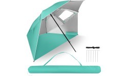 NC17114 BEACH UMBRELLA/WINDSCREEN 2IN1 XXL 240 CM GREEN NILS