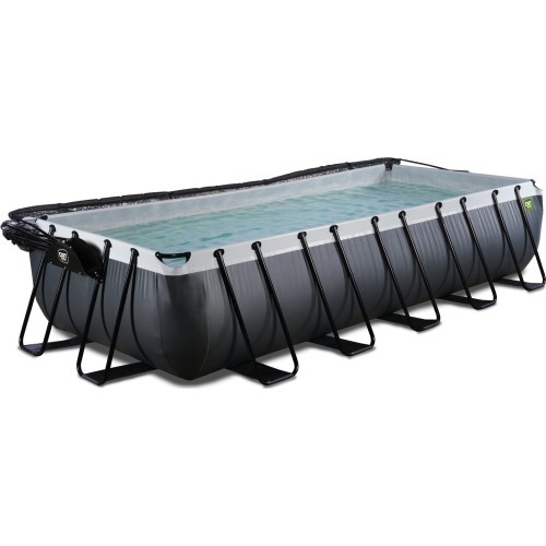 EXIT Black Leather pool 540x250x100cm with sand filter pump and dome - black