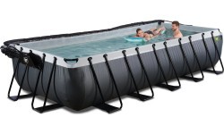 EXIT Black Leather pool 540x250x100cm with sand filter pump and dome - black