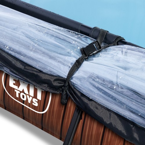 EXIT Wood pool 300x200x65cm with dome and filter pump - brown