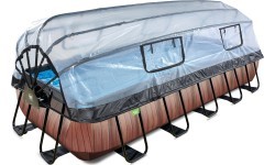 EXIT Wood pool 540x250 cm with dome and sand filter pump - brown Framed pool Rectangular 12600 L