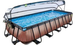 EXIT Wood pool 540x250 cm with dome and sand filter pump - brown Framed pool Rectangular 12600 L